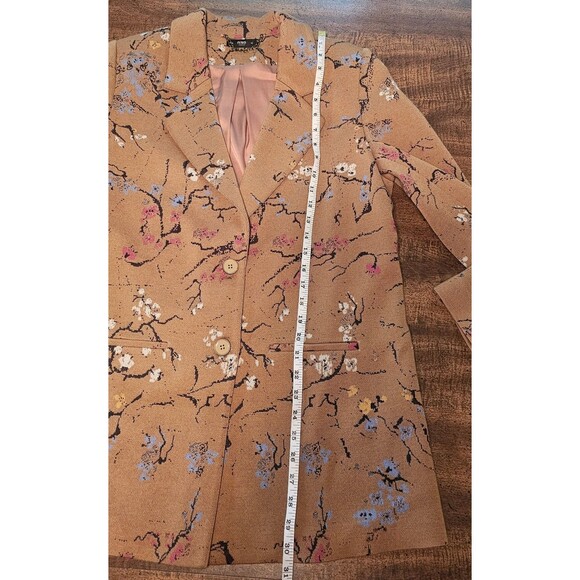Ivko Women Deep Collar Cherry Blossom Jacket Blazer- Nougat Size XL (42) NEW - Picture 12 of 13